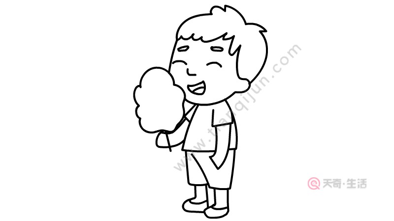吃棉花糖的小男孩簡(jiǎn)筆畫怎么畫
